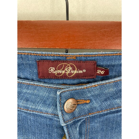 Raven Denim Womens Size 26 Medium Wash Boot Cut Jeans‎ Stretch Low Rise Retro - Picture 2 of 11